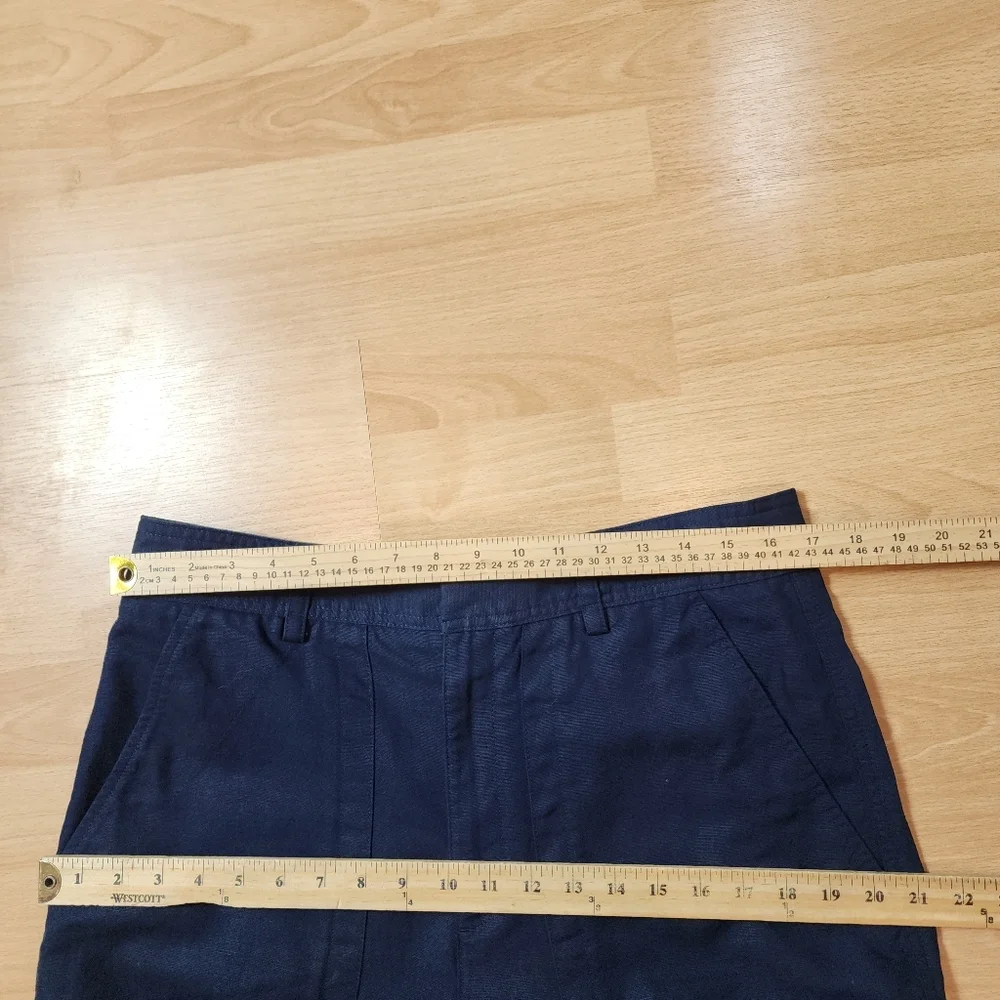 Banana Republic Linen Cotton Mya‎ Cargo Utility Pants Navy Blue Size 12